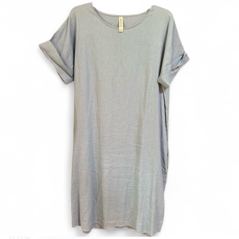Zenana Outfitters Ladies Women’s Baby Blue Linen Dress Size Small